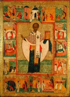 Nicholas the Wonderworker, with scenes from his life