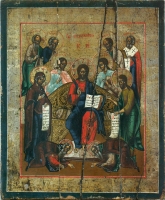 Saviour on the throne with the saints interceding