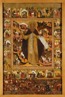 Holy monk St. Sergius of Radonezh with scenes from his life and the Legend of Mamai’s Battle