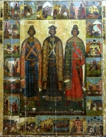 Saint princes Vladimir, Boris and Gleb with 21 border scenes