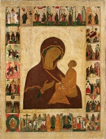 Our Lady of Tikhvin with 24 scenes of the Akathist