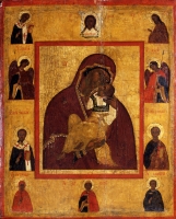 Yaroslavl icon of the Mother of God, with the Deesis tier and the Selected Saints