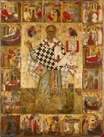 St. Nicholas the Wonderworker (St. Nicholas of Zaraisk) with scenes from his life