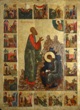 Apostle John the Evangelist and St. Prochorus on the island of Patmos with missionary journey of John the Evangelist