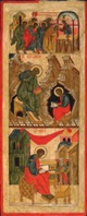 Створка царских врат. Евхаристия, Евангелист Иоанн с Прохором,  Евангелист Лука
